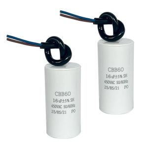 2 Pièces CBB60 16µF Condensateur de Démarrage Moteur 450V 50/60Hz, Condensateur CBB60 16uf de Fonctionnement, Condensateur de Suppression, Idéal pour Compresseurs, Ventilateurs, Pompes - Neuf