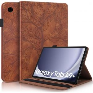 Coque Pour Galaxy Tab A9 Plus 11"" 2023 (Sm-X210/X215/X216/X218) Housse De Protection Avec Porte-Pencil, &Eacute;tui &Agrave; Rabat Avec Support Pour Tablette Samsung Marron - Neuf