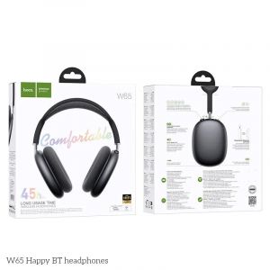 HOCO W65 Happy BT &iquest; Casque Sans Fil Bluetooth 5.4, 45 d'autonomie, Micro int&eacute;gr&eacute;, Waterproof - Noir - Neuf