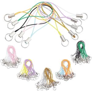 KAL-100Pcs 10 Couleurs T&eacute;l&eacute;phone Porte-Cl&eacute;s Sangle Sliver Tone Anneau Fendu Cordons Color&eacute; Polyester T&eacute;l&eacute;phone Portable Charmes Longe Corde Pour T&eacute;l&eacute;phone Mobile Lariat - Neuf