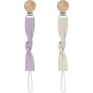 Attache Tetine Tissu,2 Pi&egrave;ces Attache Sucette Fille Gar&ccedil;on Accroche Tetine Bois,Pacifier Chain Cha&icirc;ne De T&eacute;tine Pour B&eacute;b&eacute;,Accessoires T&eacute;tine Cadeau Naissance(Blanc+Gris) - Neuf