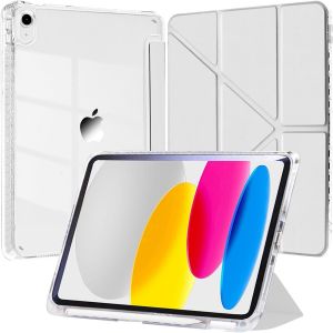 Coque pour iPad (A16) 11&egrave;me/10&egrave;me G&eacute;n&eacute;ration (2025/2022) avec Porte-Stylet, &Eacute;tui Housse Arri&egrave;re Transparent 6-in-1 Angles de Vue Support Antichoc Tablette, Blanc - Neuf