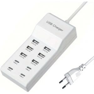 Eryi-Chargeur Rapide Usb C, Station De Charge Portable 10 Ports Pour Divers Appareils, Compatible Avec Les Chargeurs Usb Pour Iph[1669] - Neuf