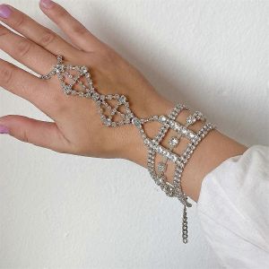Multicouches Diamant Cristal D'argent &Agrave; La Bague, Bracelet R&eacute;glable De Mariage &Agrave; La Main De Bijoux Pour Les Femmes - Neuf