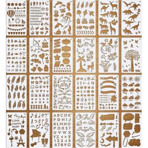 24 Pi&egrave;ces Assorti Bullet Journal Pochoir Kits,Pochoir Dessin Peinture,Pochoir &Agrave; Dessin Plastique Pochoir Pour Bricorage,Cartes,Scrapbooking,Planner,Wall Decor Et Plus - Neuf