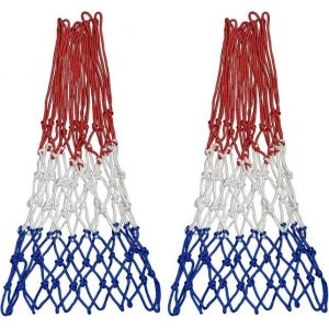 Lot De 2 Filets De Basket-Ball Durables &iquest; R&eacute;sistants Aux Intemp&eacute;ries, &Eacute;lastiques, &Eacute;l&eacute;gants, Rouge, Blanc, Bleu, Installation Facile, Sac De Rangement Portable Inclus - Neuf