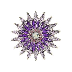 Vintage Grosse Broche Strass Violet Rond Fleur Broche Pour Les Femmes De La Veste De Robe Chapeau De Bijoux Et D'accessoires - Neuf