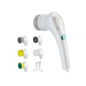 Ensemble de 2 brosses de nettoyage &eacute;lectriques portatives avec 5 t&ecirc;tes de brosse - Neuf