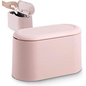 SUBZONAL-Petite Poubelle de Table avec Couvercle &agrave; Bouton-Poussoir pour Bureau, Salle Bain Cuisine et Chambre,Stockage pour Nourriture pour Animaux (Rose) - Neuf