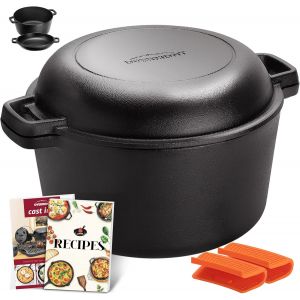 Ulteronixshop-Overmont Dutch Oven Pot En Fonte Marmite Fonte Four N&eacute;erlandais Double Fonction Avec Couvercles De Poign&eacute;e En Silicone Pour Cuisine Camping Jardin Bbq - Neuf