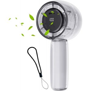 Mini ventilateur portable rechargeable de type C avec 7 modes d'éclairage, 1800 mAh, autonomie complète, 8 heures, petit ventilateur à main, design de poche pour voyage/été/concerts/bureau - Neuf