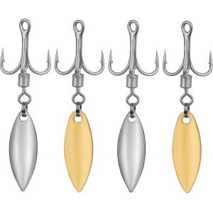 Hame&ccedil;ons Triples &Agrave; Lames Avec Lame De Saule Hame&ccedil;ons Triples De Remplacement Pour La P&ecirc;che &Agrave; La Truite Et Au Bar En Eau Douce Sal&eacute;e (12 Pi&egrave;ces,Or + Argent) - Neuf