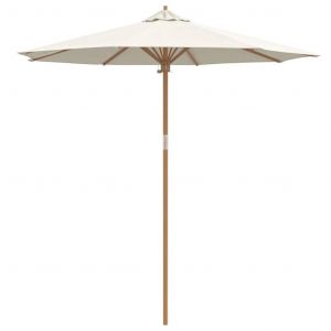 Parasol De Jardin Rond L&eacute;ger R&eacute;sistant Aux Intemp&eacute;ries 240 X 240 X 260 Cm En Bambou Blanc Cr&egrave;me Helloshop26 02_0058243 - Neuf