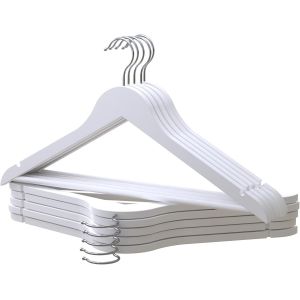 KGABERY-Cintres En Bois,Lot De 10,Blanc.Crochet Pivotant,Pour Tous Types De Vêtements,Cintre Antidérapant Pour Pantalons,Costumes,Vestes Et Chemises,Encoches Pour Robes,Chemisiers Et Jupes - Neuf