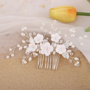 Fleur Perle Cristal Pince À Cheveux De Mariage Peigne Épingle À Cheveux Bandeaux Pour Mariée Femmes Mariage Cheveux Accessoires Bijoux Diadème Cadeau - Neuf