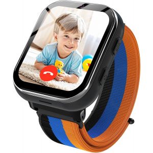 Montre Intelligente Enfants GPS, 4G Montre T&eacute;l&eacute;phone Enfants avec Appel, Appel Vid&eacute;o, WiFi, Cam&eacute;ra, SOS, Chat Vocal et Fonction de Jeux de Puzzle pour Les Gar&ccedil;ons Filles (Noir) - Neuf