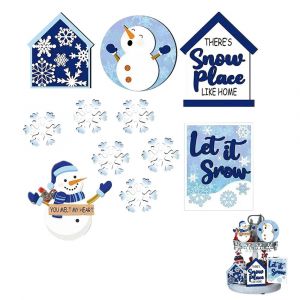 Lot de 6 plateaux d&eacute;coratifs &agrave; &eacute;tages style ferme hivernale pour No&euml;l - Neuf