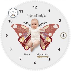 Ulteronixshop-Couverture Etape B&eacute;b&eacute; En Fran&ccedil;ais- Tapis Photo Bebe Rond 12 Mois Fille, Gar&ccedil;on- Unisexe Papillon Tapis Bebe Mois- Cadeau Naissance Baby-Shower Future Maman+ Carte Bois Personnalis&eacute;. (Ro - Neuf