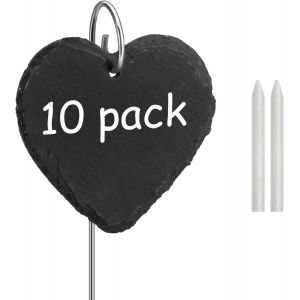 Lot De 10 Plaques En Ardoise Pour Plantes,Résistantes Aux Intempéries, S,Avec Tige En Métal En Forme De C?Ur - Neuf