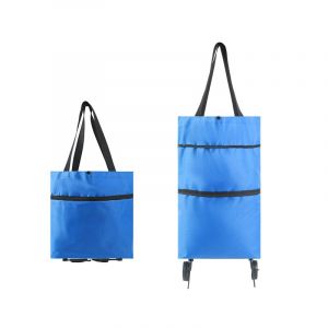 (2 pièces, bleu) Chariot de courses pliable, chariot de courses à roulettes, sacs fourre-tout réutilisables, chariot de courses léger - Neuf
