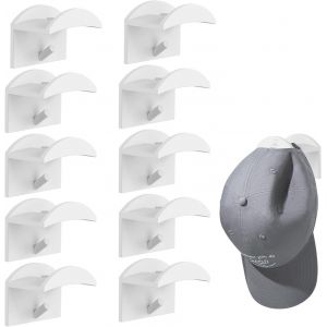 Mevronisshop-10 Pcs Porte Casquette,Support Casquette,Porte Casquette Mural,Range Casquette,Porte-Casquettes De Baseball Casque De Baseball Adh&eacute;sif Sans Perforation,Pour Chapeaux,&Eacute;charpes,Sacs, Servi - Neuf