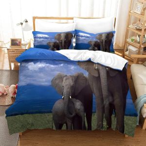 Housse De Couette Motif Imprim&iquest;&iquest; Elephant D ,En Parure De Lit Avec Housse De Couette Et Taies D'oreiller,Fermeture &iquest;&iquest;Clair,Doux Microfibre Hypoallerg&iquest;&iquest;Niqueking&pound;&iquest;Xcm&pound;&copy; - Neuf
