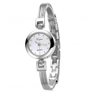 Femmes Dame Classique Quartz Analogique Montre Luxe Strass Cadran Robe Bijoux Montre-Bracelet (Blanc) - Neuf