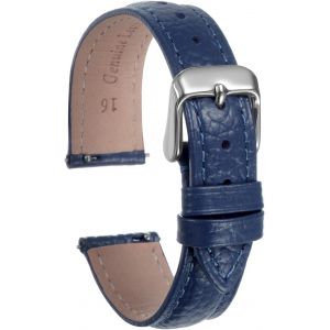 Kal-Bracelets De Montre En Cuir Véritable 16mm Remplacement Rapide Plat Bracelet De Montre En Cuir De Vachette Élégant Bracelet De Montre Avec Boucle En Acier Inoxydable, Bleu Foncé - Neuf