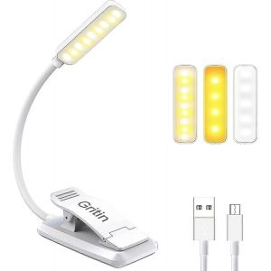 Nouveau Produit,Lampe De Lecture Pince De Livre,Lampe De Livre Gritin Avec 9 Led,3 Modes De Temp&eacute;rature De Couleur,Lampe De Pince De Luminosit&eacute; En Continu,Pince Rechargeable Usb - Neuf