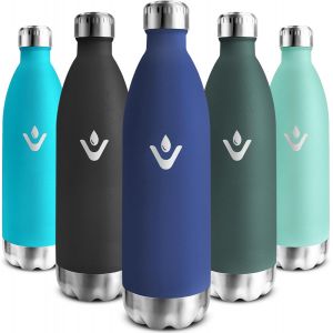 Kalanka-Gourde Isotherme 1l, Gourde Inox Enfant, 24h Froid & 12h Chaud, Thermos Isotherme, Sans Bpa, R&eacute;utilisable, Bouteille D'eau, Pour Randonn&eacute;e, Sport, Fitness, Gym, Bleu Fonc&eacute; - Neuf