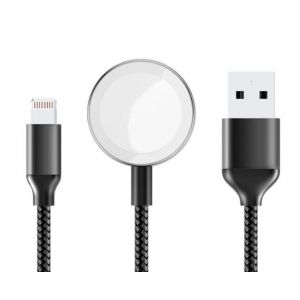 Chargeur sans fil pour Apple Watch (mod&egrave;les 1 &agrave; 5), nylon tress&eacute; r&eacute;sistant, c&acirc;ble de 1,2 m, l&eacute;ger et portable - Neuf