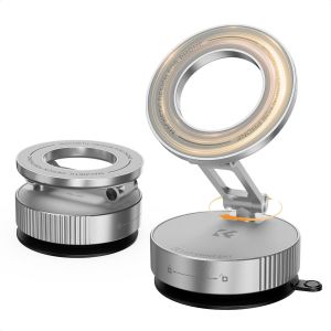 LORANKA-Support T&eacute;l&eacute;phone Voiture Magn&eacute;tique & Ventouse Puissante, Porte Telephone Voiture Aimant&eacute; Pliable, 360&deg;+210&deg;+210&deg; R&eacute;glable Compatible iPhone 17/16/15/14/13/12 Pro/Pro Max & Android - Neuf