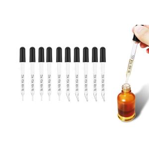 Lot De 10 Compte-Gouttes En Verre De 1 Ml Avec Embout En Caoutchouc Pour Laboratoire Et Huiles Essentielles - Neuf