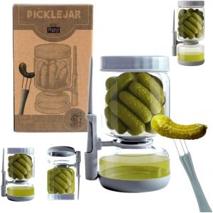 Jexnovashop-Pot &Agrave; Cornichon 900 Ml Retournable Avec Pique Inclus &iquest; Bocal Sablier En Verre Herm&eacute;tique Sans Bpa &iquest; Pot Pour Olives, Cornichons, Fruits &iquest; Anti-G&acirc;chis, Facile &Agrave; Nettoyer &iquest; Id&eacute;e Cadeau - Neuf