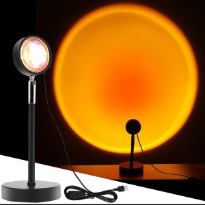 KAL-Lampe De Coucher De Soleil, Lampe De Soleil, Lampe De Soleil, Projecteur Led Usb, Rotation À 360 °, Lumière D'Ambiance Romantique Pour Photographie, Selfie, Dopamine, Décoration De Salon - Neuf
