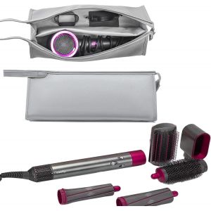 KALANKA-Étui de Voyage Étanche en Cuir PU pour Sèche-Cheveux, Résistant à l'usure Portable Sac de Rangement Étanche pour Sèche-Cheveux, Housse Sac Case pour Sèche-Cheveux Dyson Supersonic (Argent) - Neuf