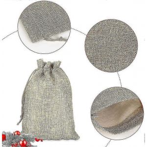 Sac en toile de jute de Noël,24 pcs bricolage sacs à sac en jute pour remplir le calendrier de l'avent,pochettes naturelles,sacs à cordon de calendrier de l'avent,13cm x 18cm (beige) - Neuf