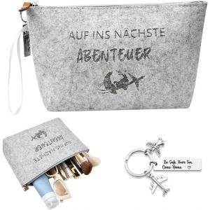 Trousse De Toilette De Voyage Pour Femme - Cadeau Personnalisé - Trousse De Maquillage En Feutre - Trousse De Maquillage Avec Fermeture Éclair - Trousse De Toilette Avec Porte-Clés - Neuf