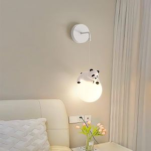 Subzonal-Applique Murale C&acirc;bl&eacute;e Pour Chambre D'enfant, Impression 3d, Boule De Lune, Chambre &Agrave; Coucher, Animaux De Dessin Anim&eacute; Mignons, Lapin, Panda, Ours, Lampe De Chevet Nordique &Agrave; Intensit&eacute; Varia - Neuf