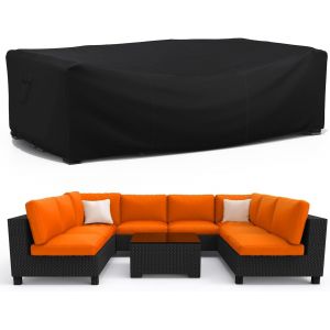 Ulteronixshop-Housse Salon De Jardin 270x180x90 Cm, 600d Haute R&eacute;sistance, Housse Canape De Jardin Exterieur, Coupe-Vent, Anti-Uv, Housse Table De Jardin Avec Sorties D'air, Boucles, Cordon Ajustable - Neuf