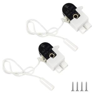 Checarzhn--No1-2 Pièces Interrupteur À Tirette, Interrupteur Tirette Corde 2x2 A 250 V, Mini Interrupteurs À Tirette Pour Lampe Salle De Bain Ventilateur De Plafond Luminaires Commutateur - Neuf