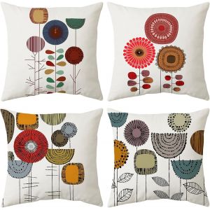 Slep-Housse De Coussin 45x45 Lot De 4 Housse Coussin En Velours Coussin Canape Decoration Douce Pour Chambre, Canap&eacute;, Chaise, Lit,Jardin &iquest;Fleur&iquest; - Neuf