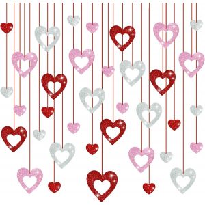 Cmjaagur-Coeur Decoration, 36 Pièces Décoration De Saint Valentin, Suspension De Plafond Avec Des Coeurs, Guirlande Coeur, Guirlande Mariage Coeur Suspendue, Pour Mariage,Saint-Valentin,Fête[M741] - Neuf