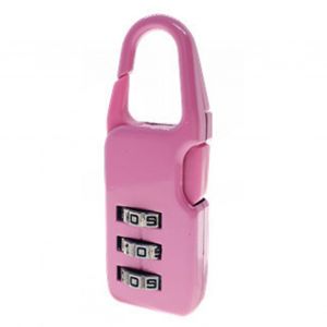 Cadenas antivol a combinaison a 3 chiffres, reinitialisable, en alliage de zinc, pour portes, sacs a dos, tiroirs, rose rouge - Neuf