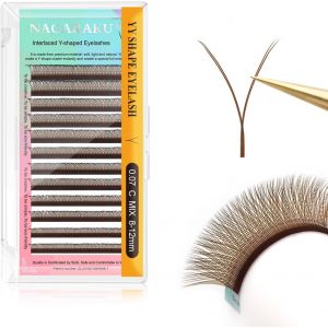 Kalanka-Yy Cils Extension 4d Y Lash Tissés En Croix À La Main Bouquet De Cils Volume Russe Faux Cils Naturel Premade Fans Préfait Ventilateur Wispies Cluster Eyelash Noir 12 Rows (0.07 C 8-12mm Brun¿ - Neuf