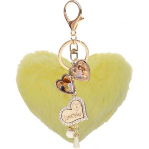 KAL-Porte-Clef Personnalisé Coeur Porte-Clé Photo Pendentif Pompon En Peluche Cristal Avec Boîte Pour Voiture Sac À Main Saint-Valentin Noël - Neuf