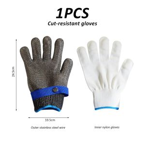 1 gant anti-coupe,gant en acier inoxydable r&eacute;sistant aux coupures,gant de travail de protection de s&eacute;curit&eacute;,adapt&eacute; pour la cuisine,le jardinage,l'exploration en plein air - Neuf