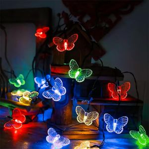 Jgd-Guirlande Lumineuse Papillon 6 M Avec 40 Led &iquest; Fonctionne &Agrave; Piles &Eacute;tanche Pour Int&eacute;rieur, Ext&eacute;rieur, 2 Modes (Fixe Et Scintillant), Mariage, Jardin, D&eacute;corations De F&ecirc;te (Color&eacute;) - Neuf