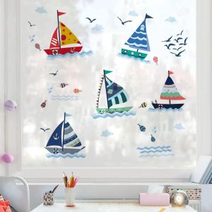 Eryi-®- Stickers Muraux Enfants Voilier (175x70 Cm) I Sticker Carrelage Bateau Poissons Mer Océan Étanche I Sticker Mural Pour Chambre D'enfant Bébé Garçon Fille Crèche Décor - Neuf
