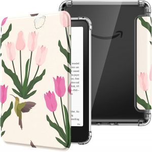 GUOP-Coque Pour 7"" Kindle Paperwhite 12 Gén Modèle 2024 Et Kindle Colorsoft Signature Edition 2024,Étui De Protection Ultra Clair En Tpu Souple Et Transparent Avec Auto Réveil/Sommeil,Tulipe - Neuf